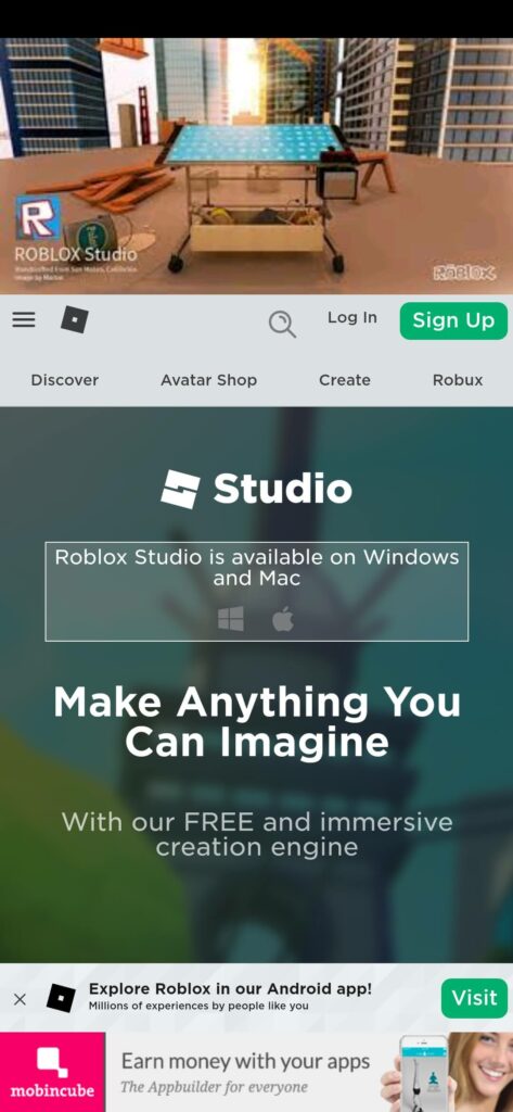 Roblox Studio APK Homepage Image