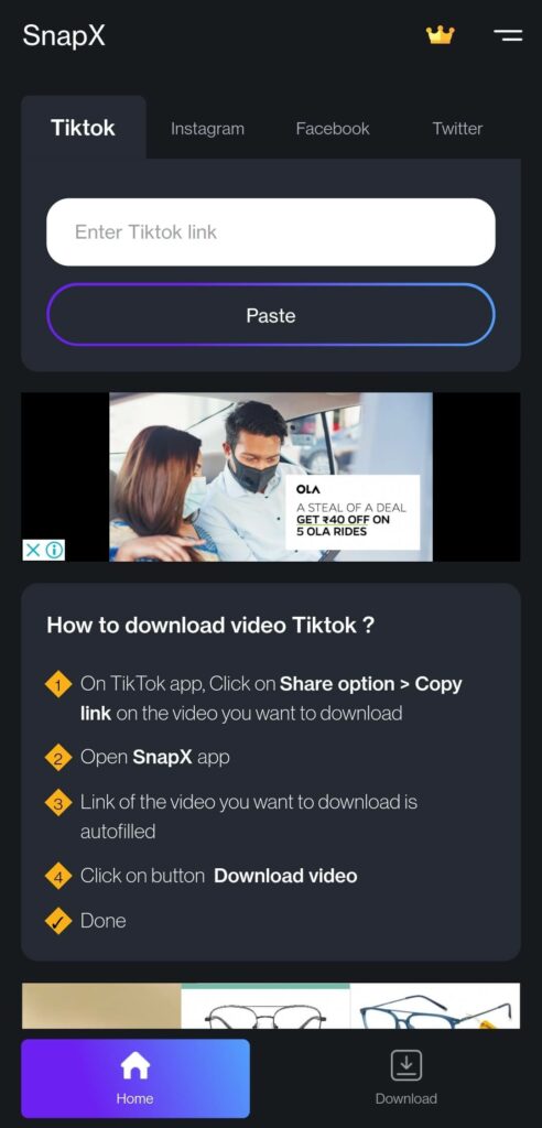 Snaptik APK Download Image