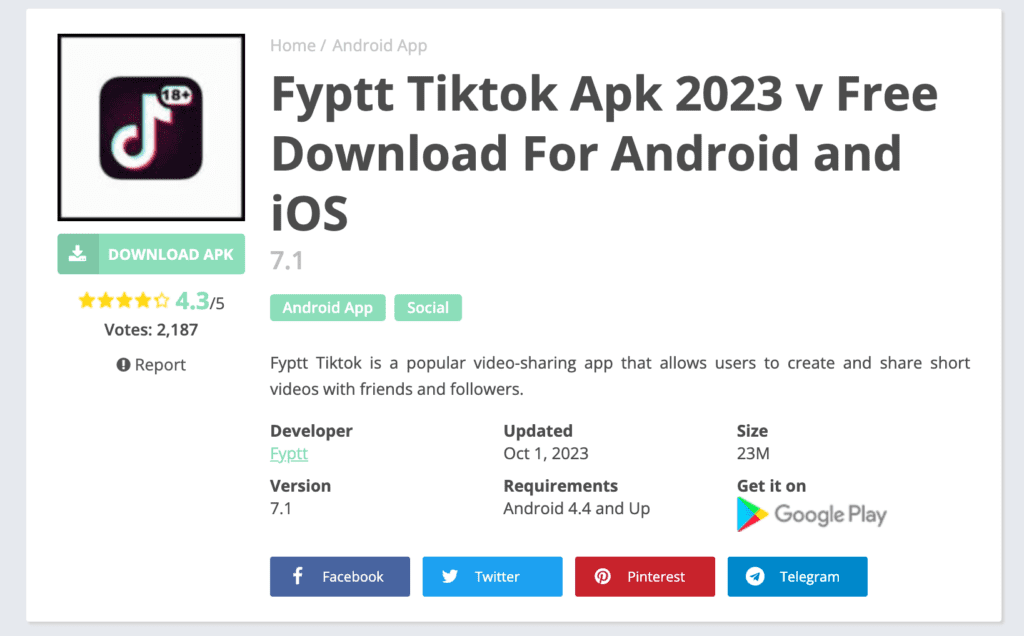 Click on the download button Fyptt Tiktok APK