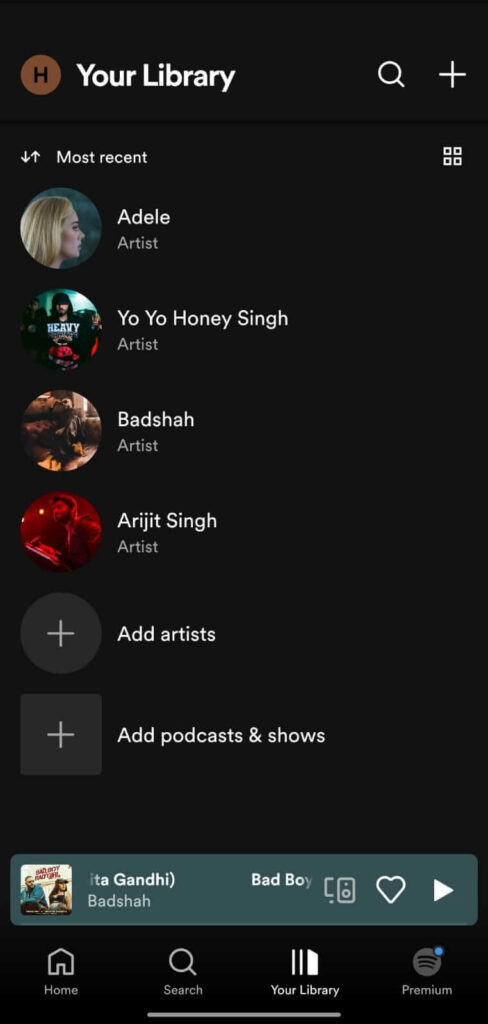 Your Songs list