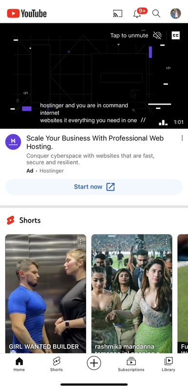 Homepage of YouTube 18.08.37 APK