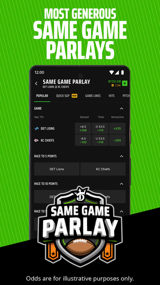 Most Generous Same Game Parlay DraftKings Sportsbook