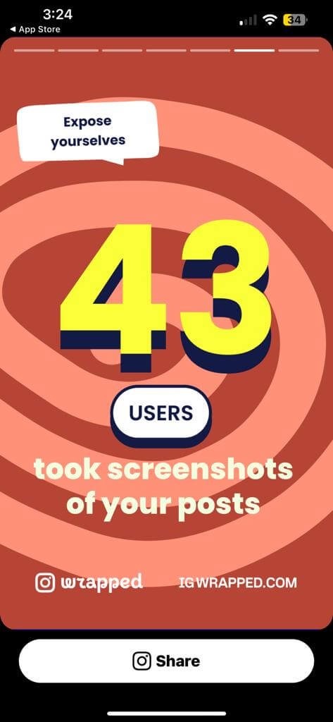 Users Took Screenshot: Wrapped for Instagram iOS and Android